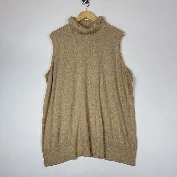 Catherines Gold Metallic Sleeveless Pullover Turtleneck Sweater Women's 4X 30 32 - Picture 1 of 5